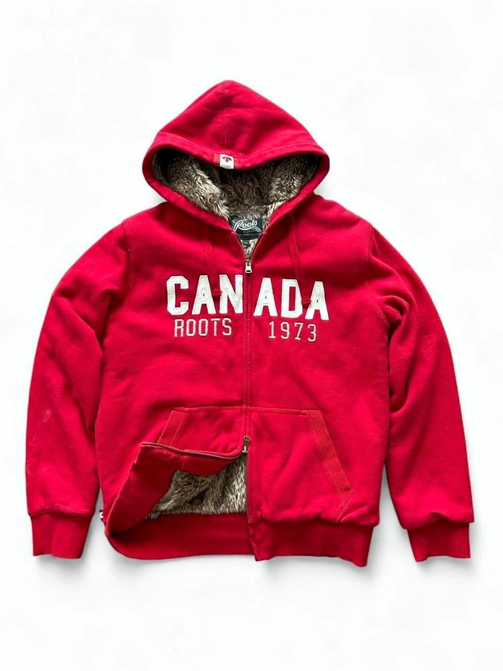 Roots Canada Roots 1973 Red Fleece Zip Hoodie Size Small